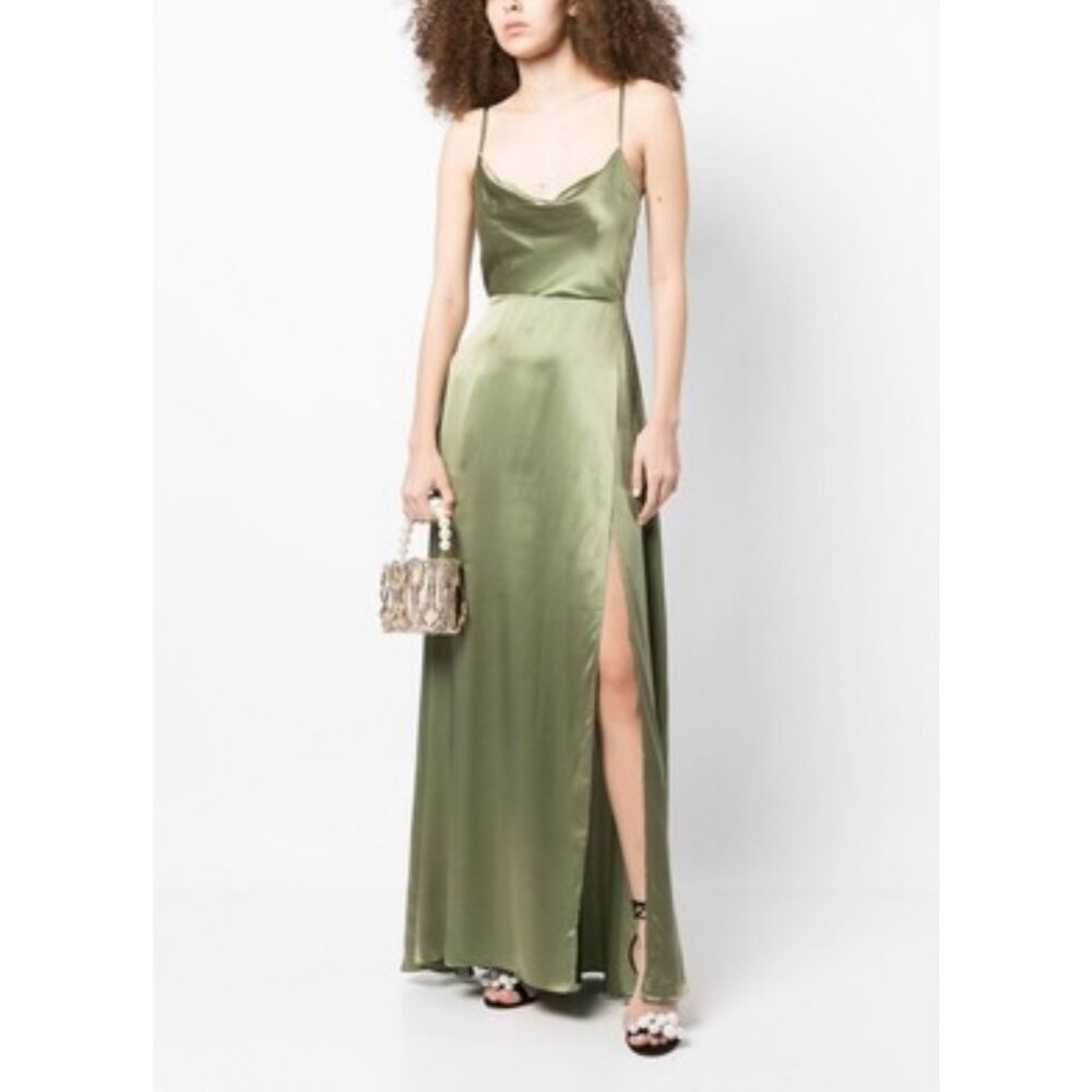 NWT Reformation Devora 100% Silk Slip Dress in Artichoke
